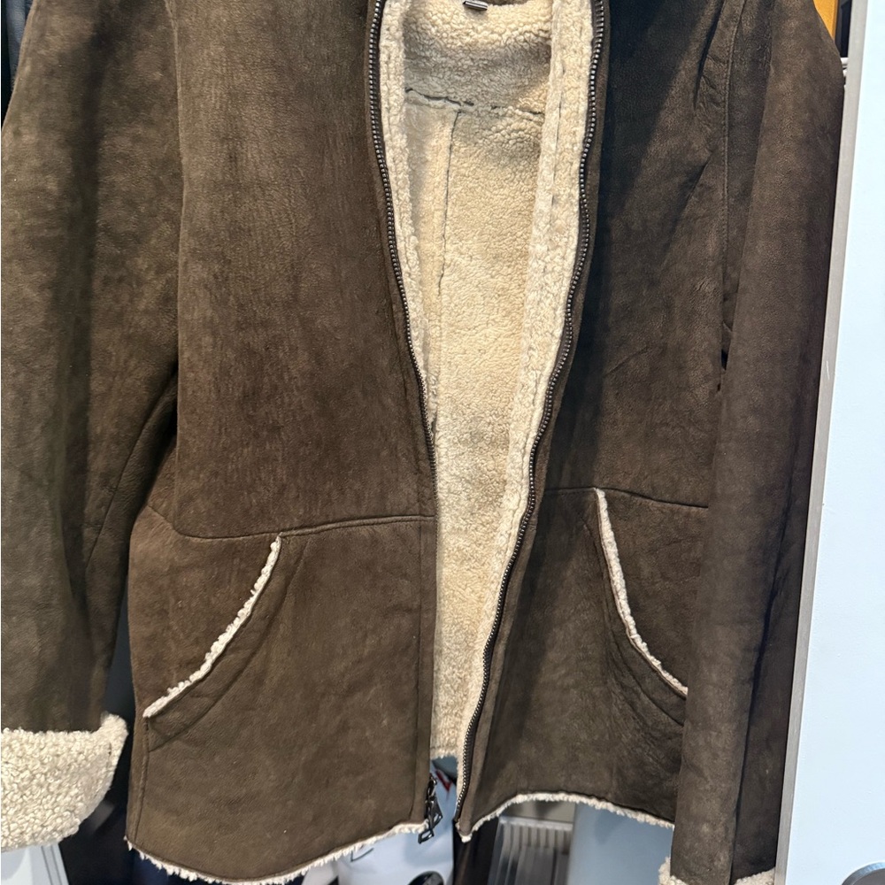 John Varvatos Brown Shearling Jacket